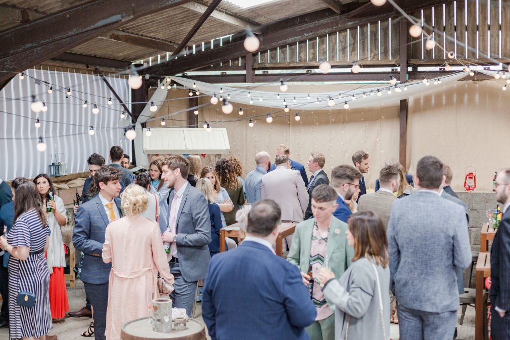 picture across barn at festival style wedding