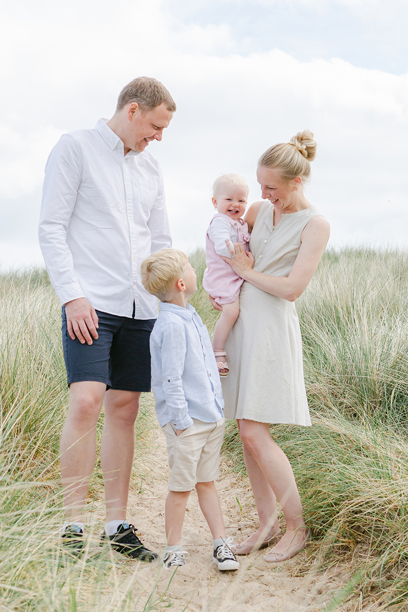 family of four on beech