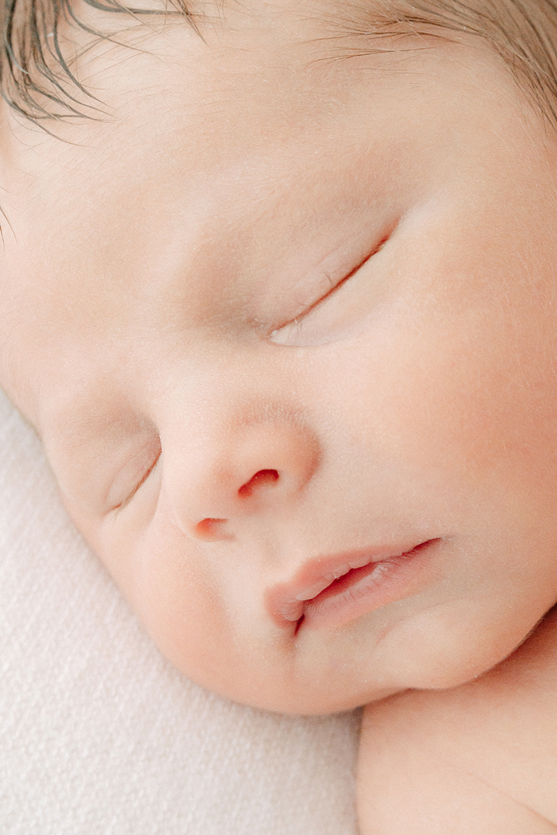 closeup of newborn baby face