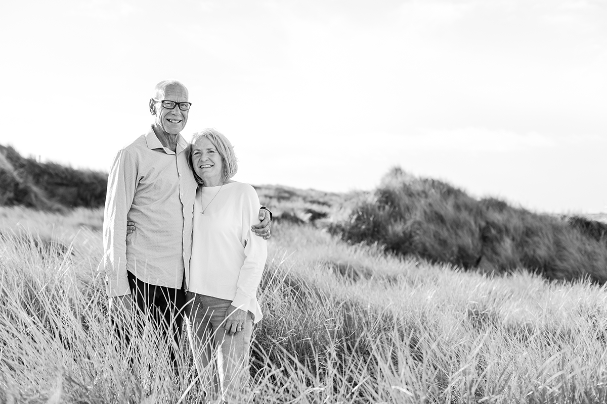 grandparents in dunes black and white